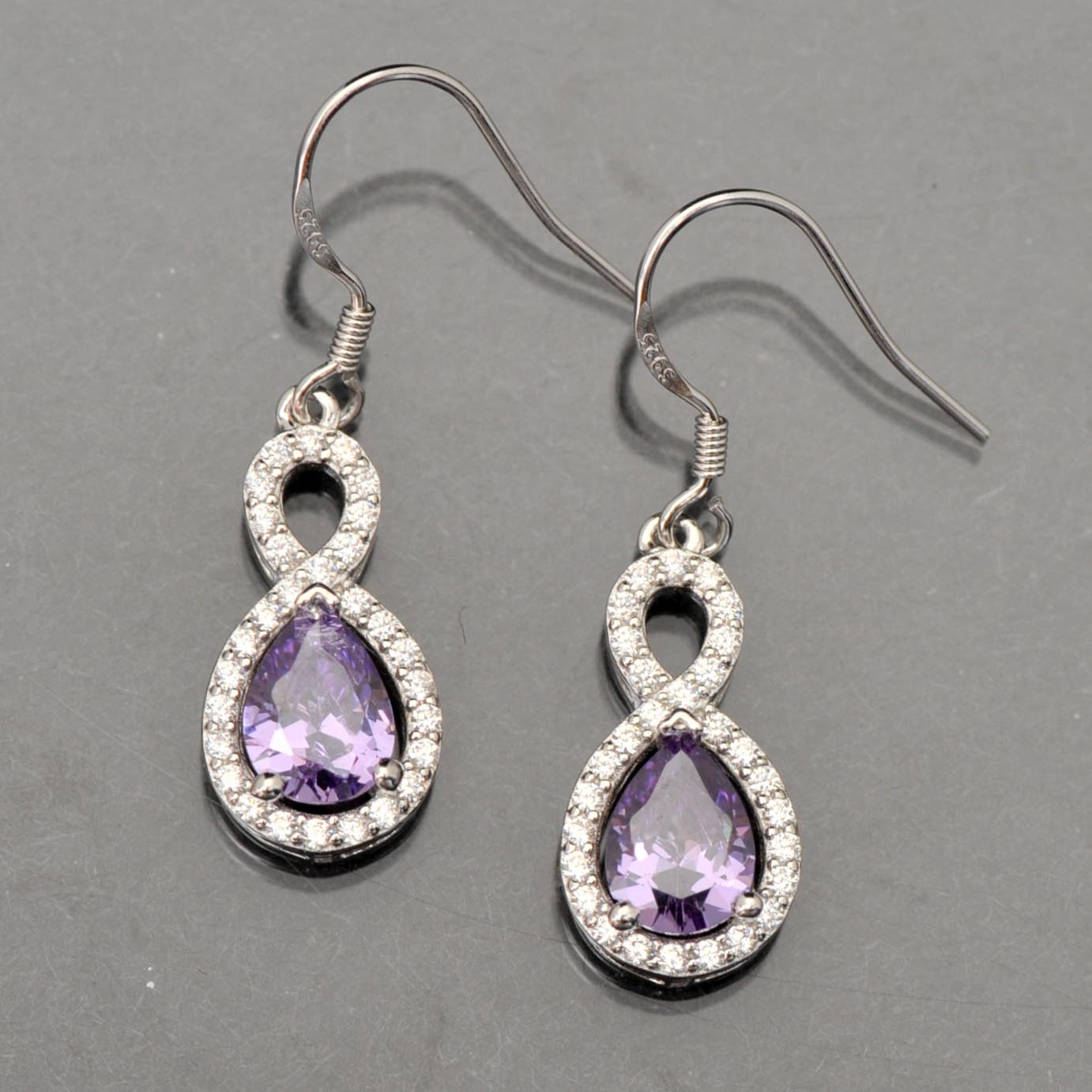 Sterling and Synthetic Amethyst Earrings