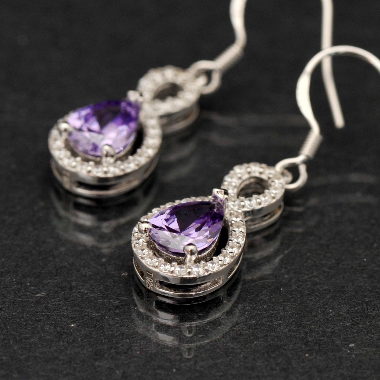 Sterling and Synthetic Amethyst Earrings
