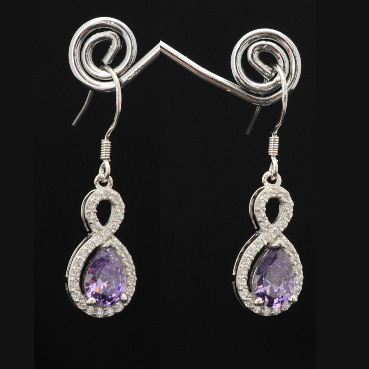 Sterling and Synthetic Amethyst Earrings