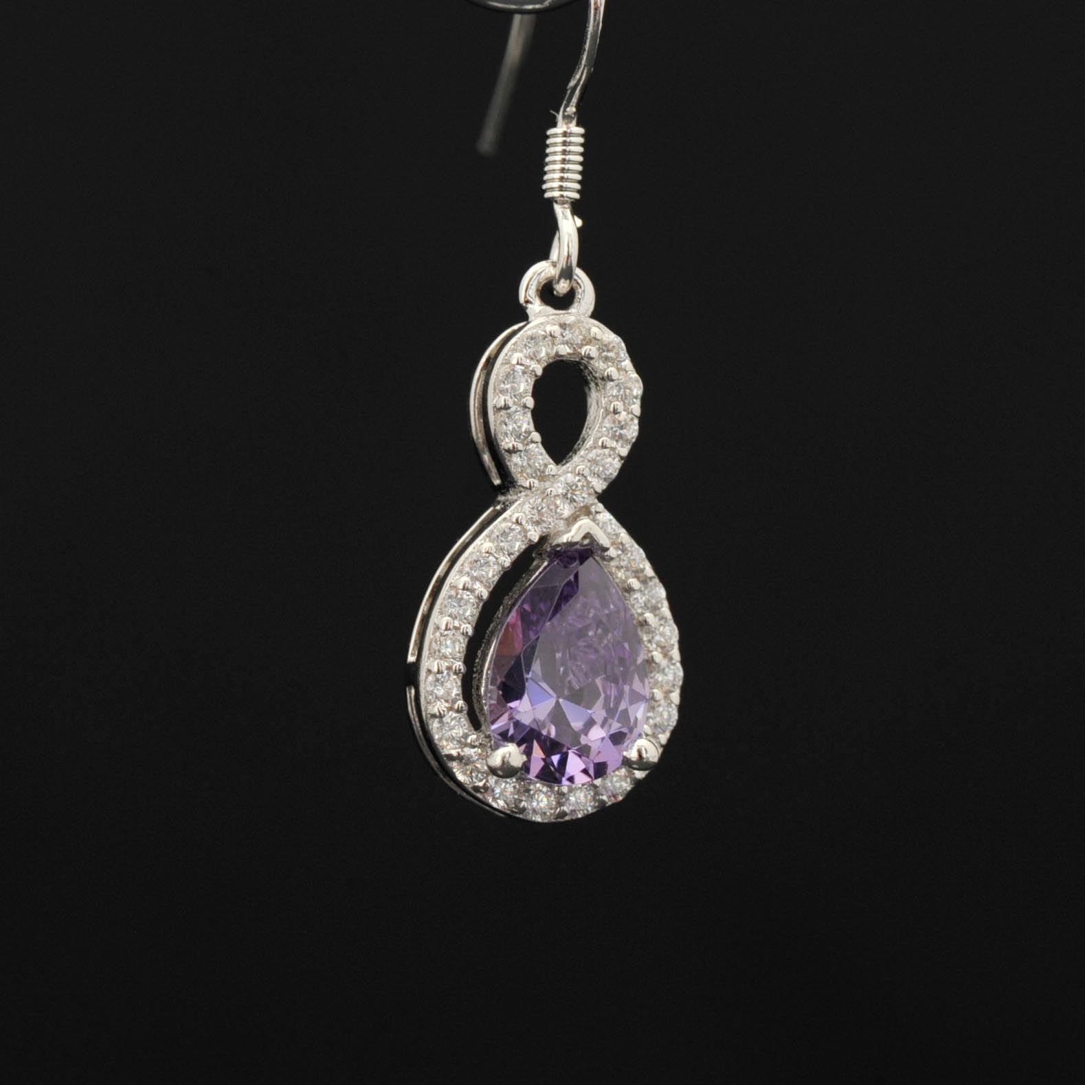 Sterling and Synthetic Amethyst Earrings