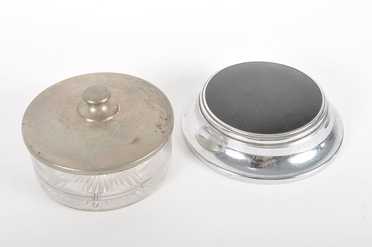 Cobalt Blue Vanity Glass and Art Deco Vanity Items