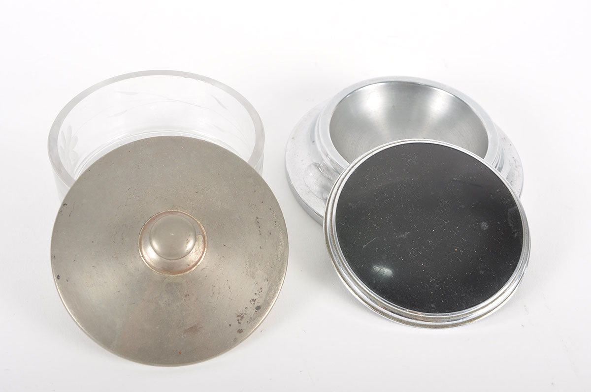 Cobalt Blue Vanity Glass and Art Deco Vanity Items