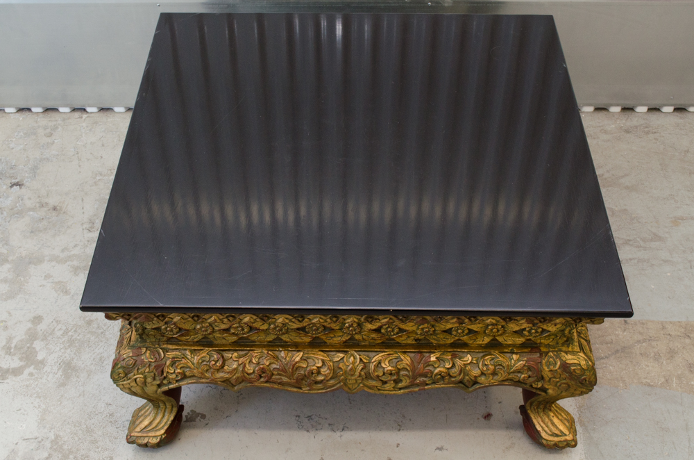 Anglo-Indian Carved Coffee Table with Painted Top