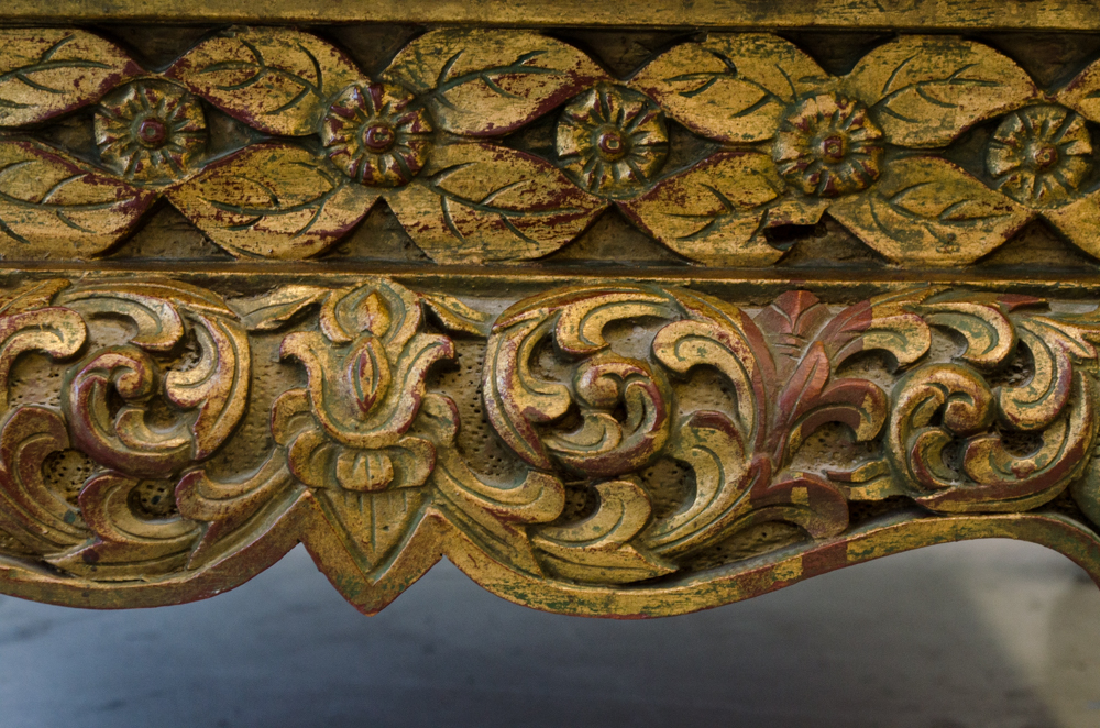 Anglo-Indian Carved Coffee Table with Painted Top