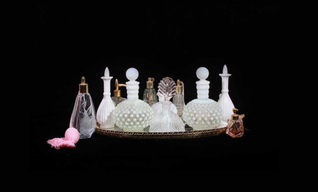 Grouping of Vintage Glass Perfume Bottles and Atomizers