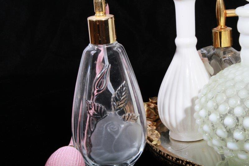 Grouping of Vintage Glass Perfume Bottles and Atomizers