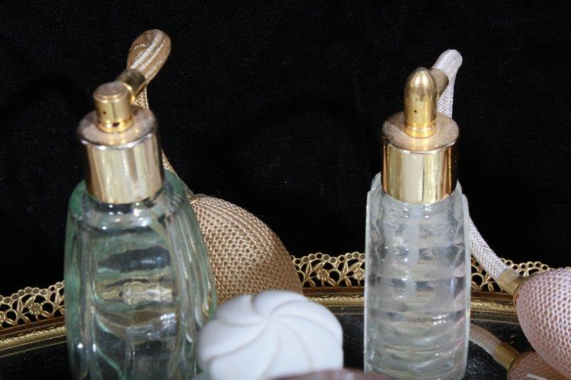 Grouping of Vintage Glass Perfume Bottles and Atomizers