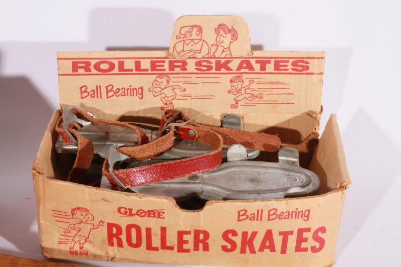 Vintage Wagon with Blocks and Globe Roller Skates