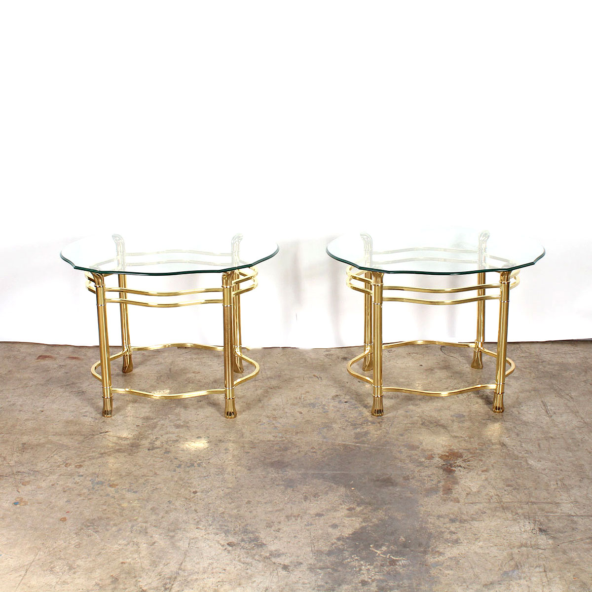 Pair of Contemporary Glass Top Side Tables