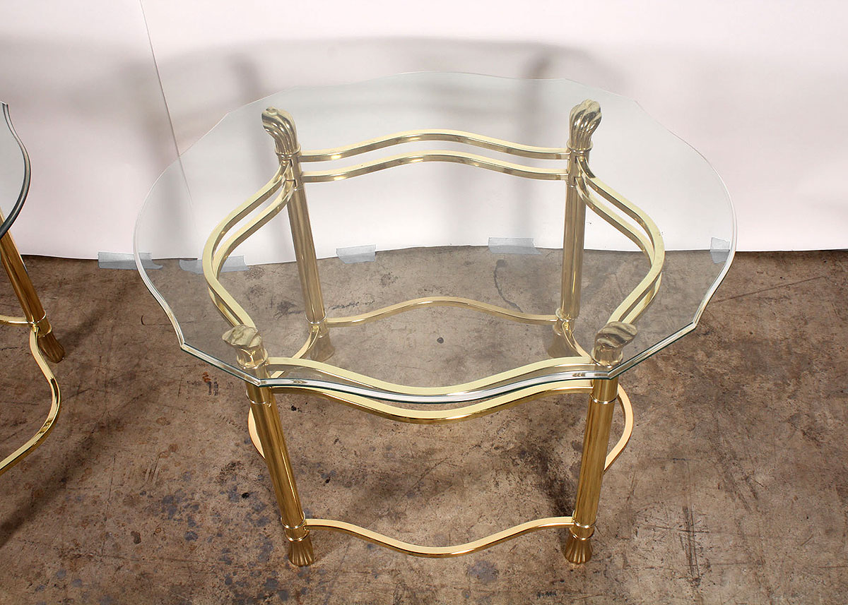 Pair of Contemporary Glass Top Side Tables