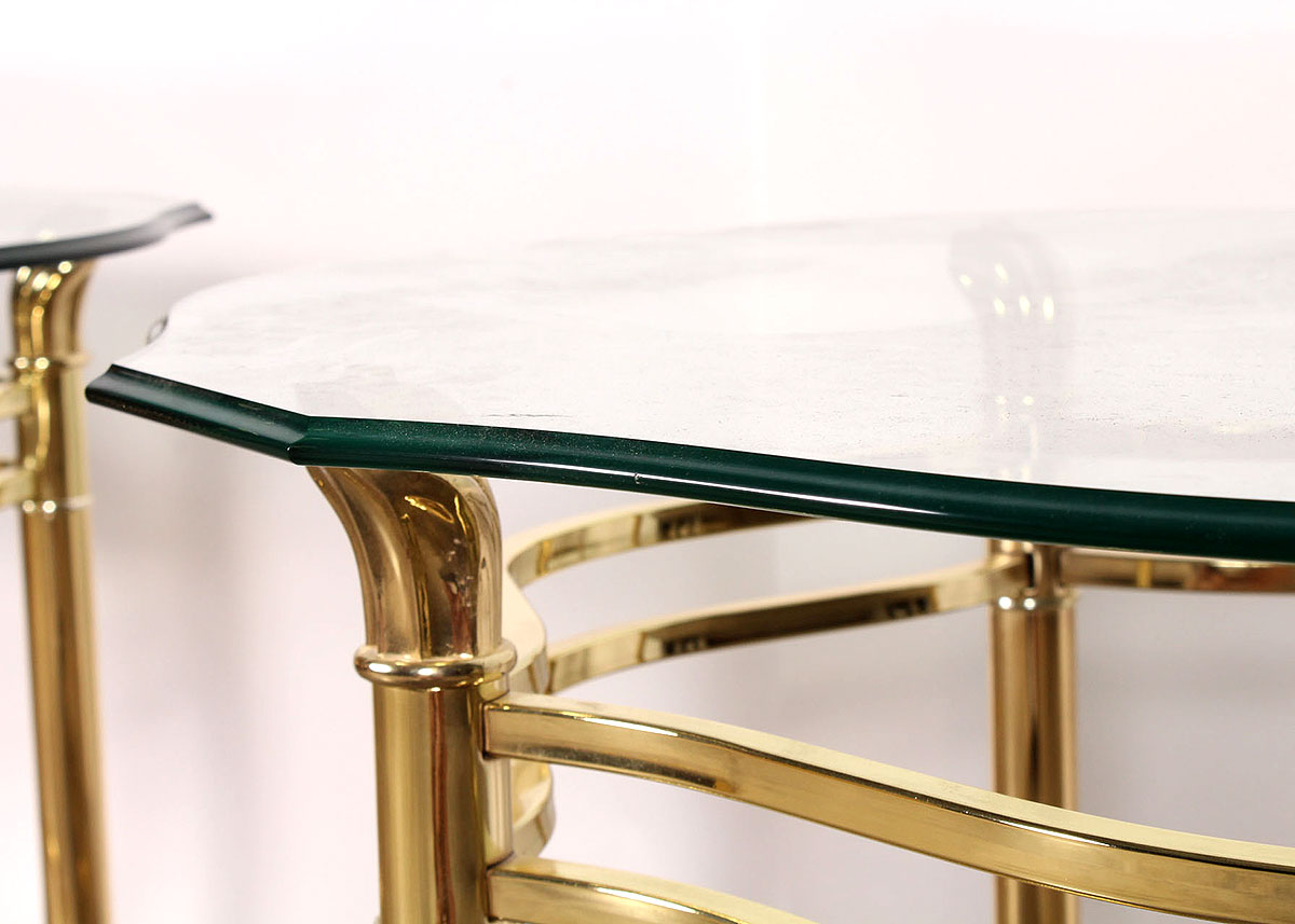 Pair of Contemporary Glass Top Side Tables