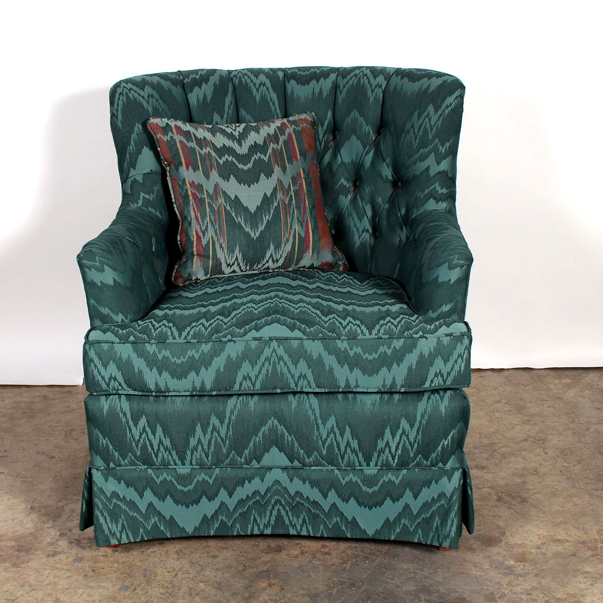 Green Pintuck Armchair with Accent Pillow
