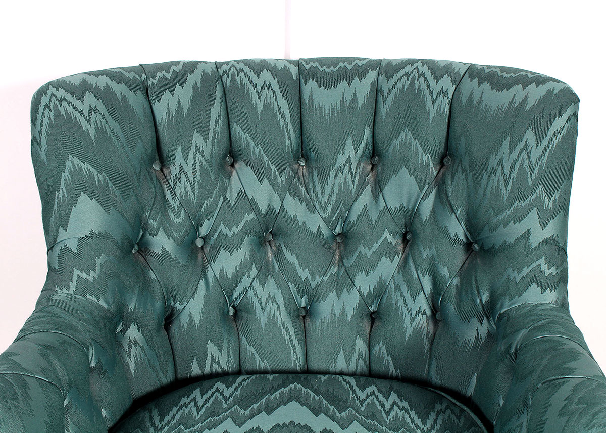 Green Pintuck Armchair with Accent Pillow