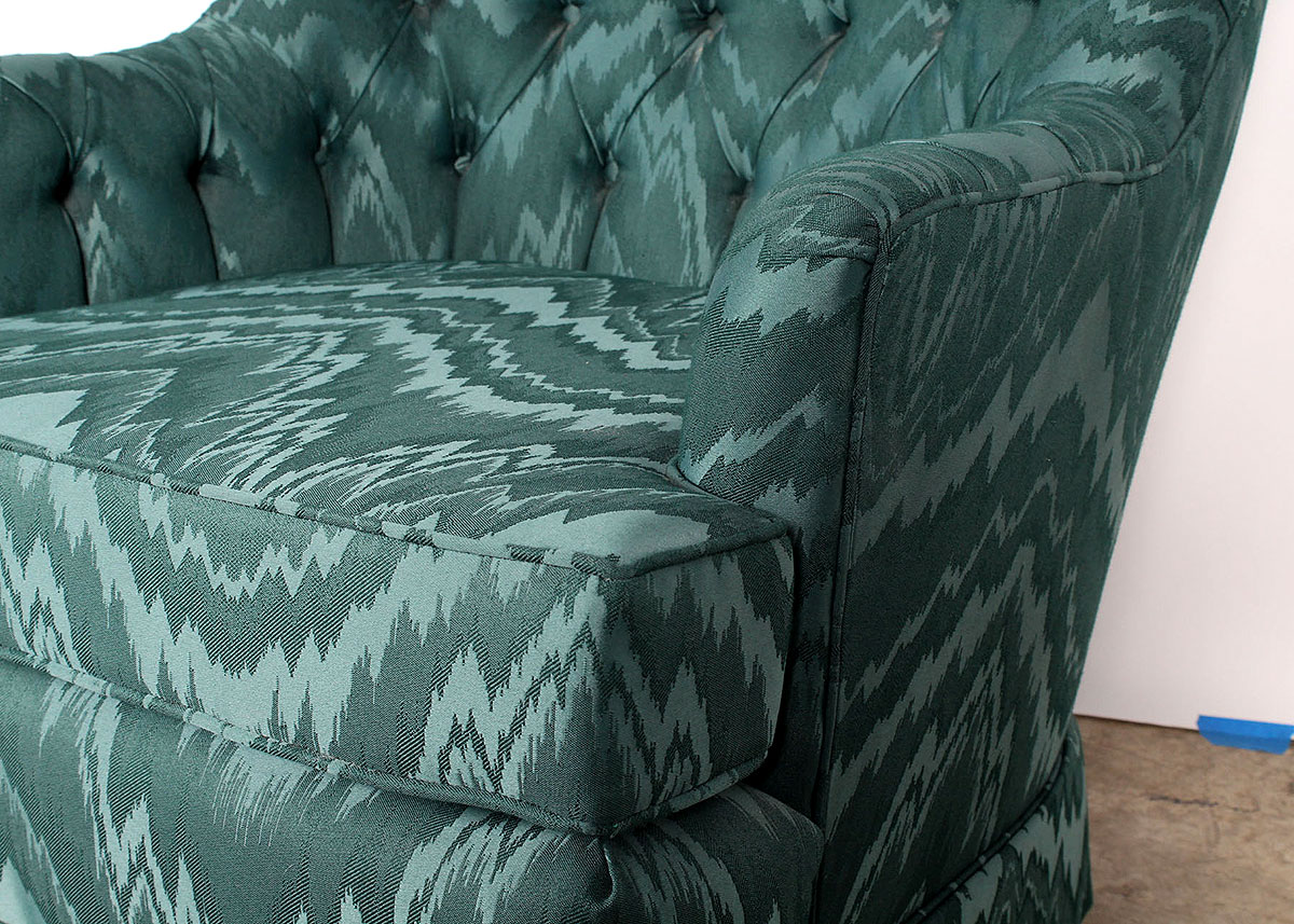 Green Pintuck Armchair with Accent Pillow