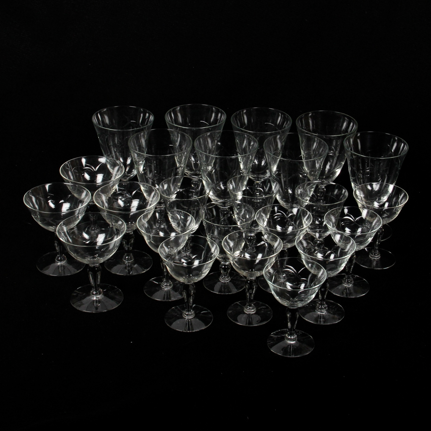 Vintage Etched Crystal Stemware