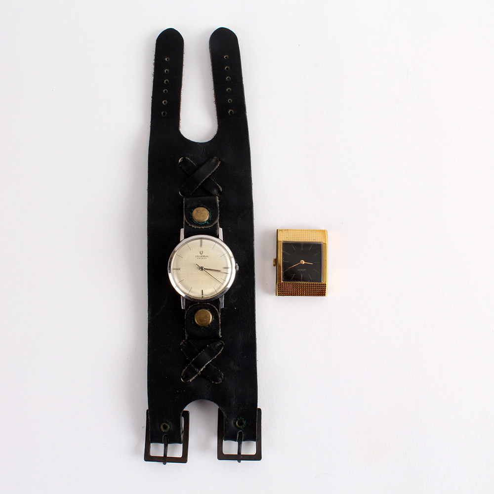 Universal Geneve Leather Band Watch and Bloomingdale's Lexon Watch Face