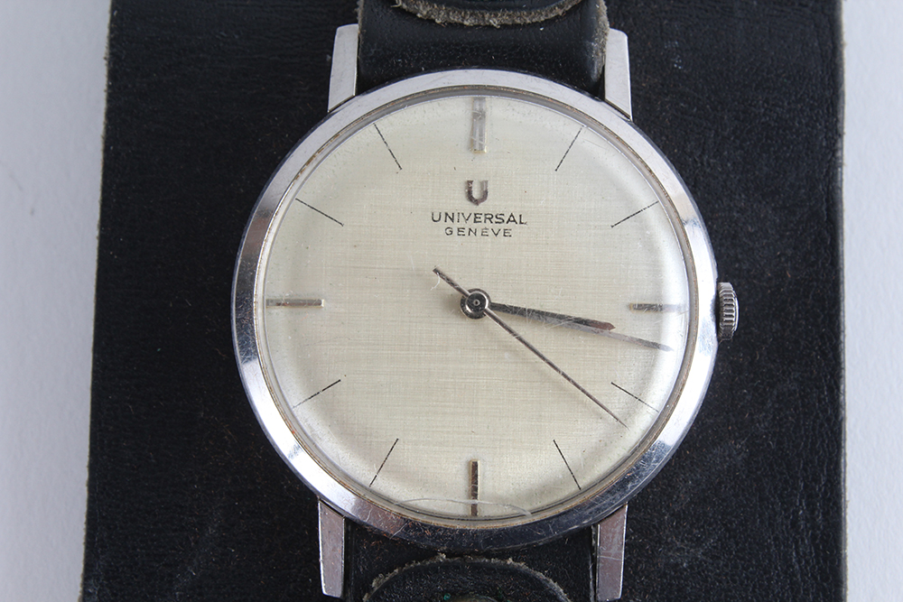 Universal Geneve Leather Band Watch and Bloomingdale's Lexon Watch Face