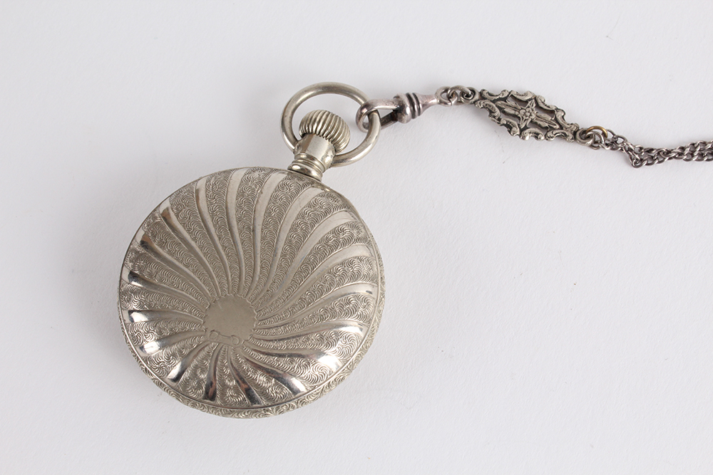 Vintage Sun-Dial Pocket Watch with Sterling Silver Chain