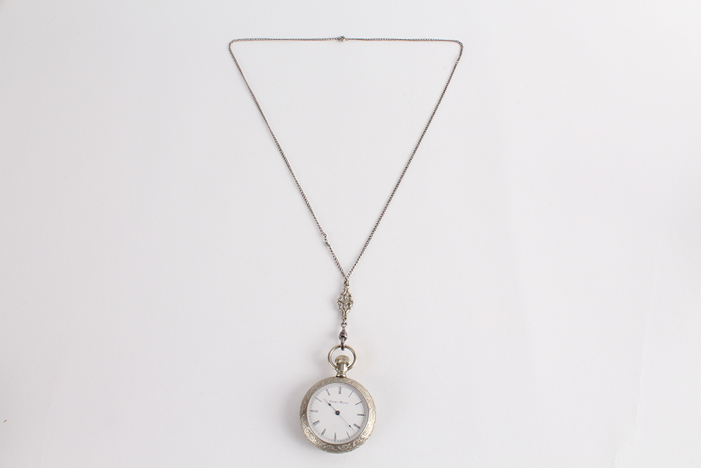 Vintage Sun-Dial Pocket Watch with Sterling Silver Chain