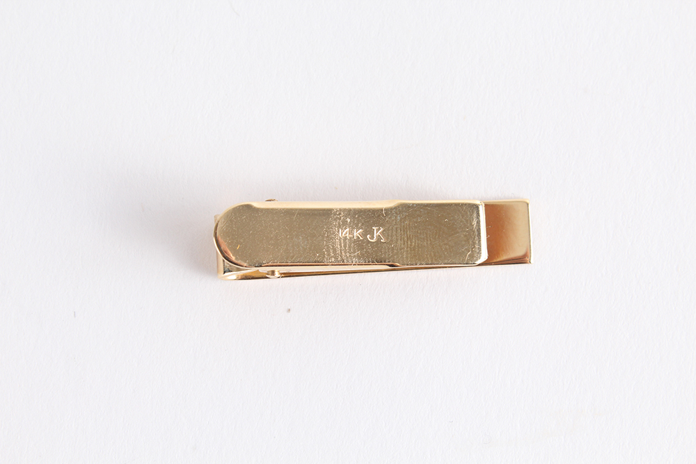 14K Yellow Gold Tie Clip and Tack with Central Diamonds