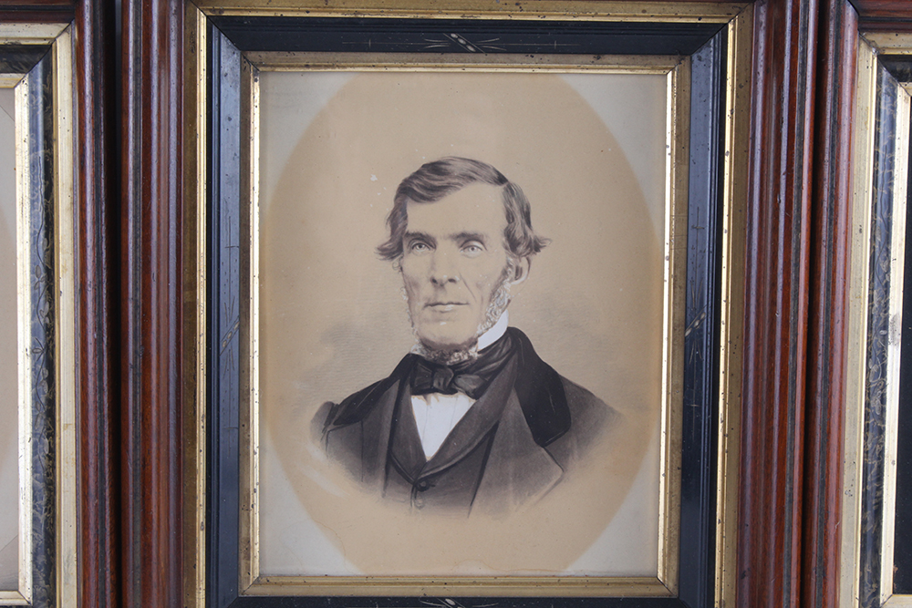 Antique Framed Black and White Watercolor Portraits