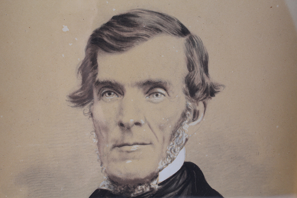 Antique Framed Black and White Watercolor Portraits