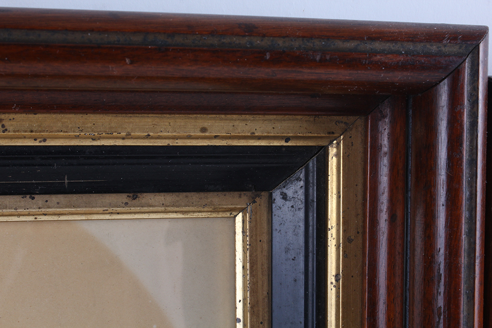 Antique Framed Black and White Watercolor Portraits