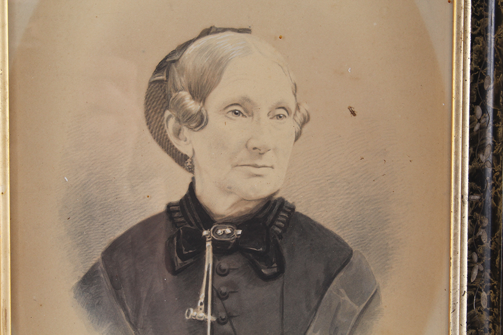 Antique Framed Black and White Watercolor Portraits