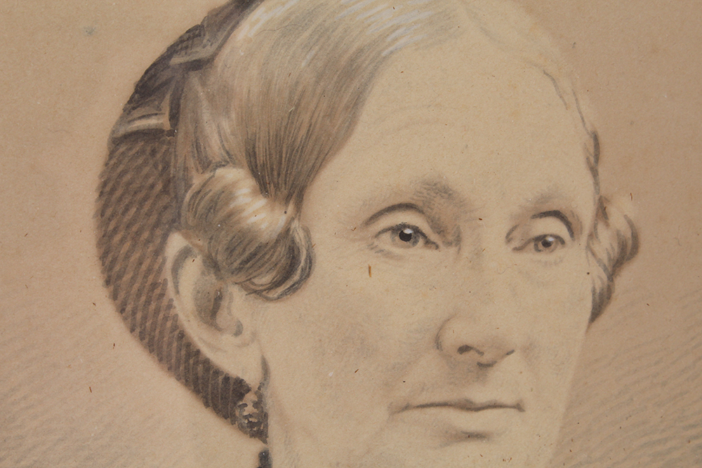 Antique Framed Black and White Watercolor Portraits