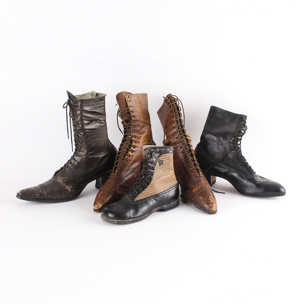 Antique Leather Lace-Front Boots
