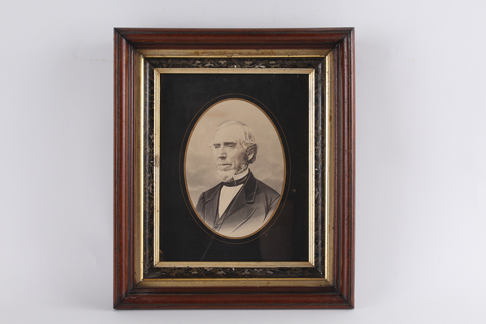 Antique Framed Black and White Watercolor Portraits