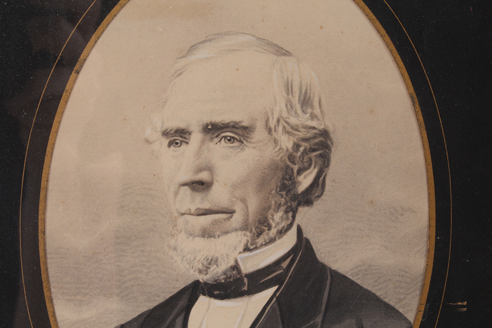 Antique Framed Black and White Watercolor Portraits