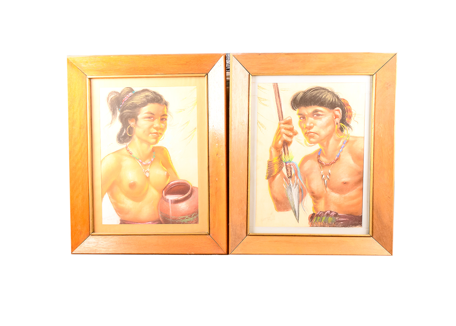 Pair of Framed Pastel Portraits from Manila Signed by Pregorio