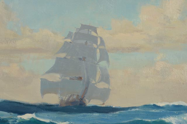 Robert Oliver Skemp Nautical Oil Painting "Clipper Race"
