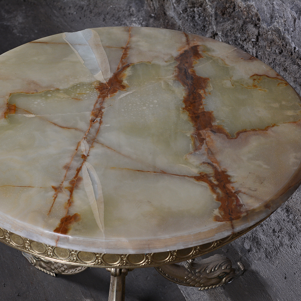 French Style Marble Top Pedestal Table