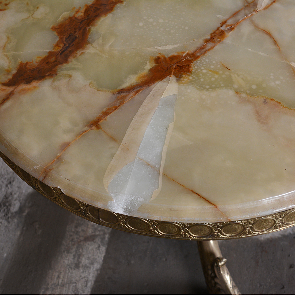 French Style Marble Top Pedestal Table