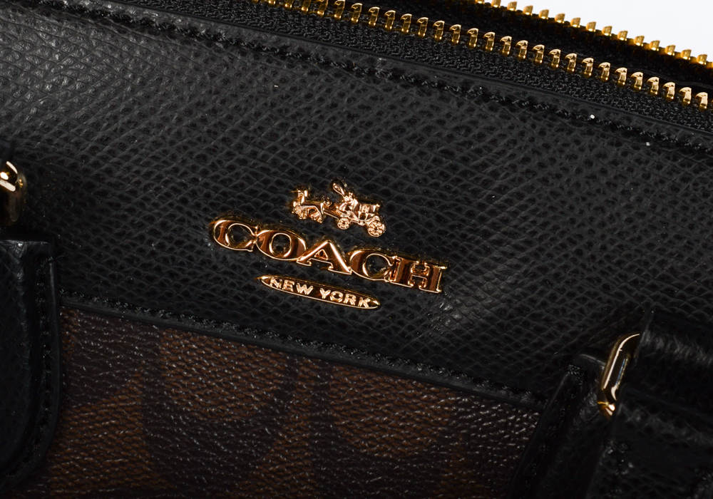 Coach Signature Black and Brown Leather Bennett Satchel