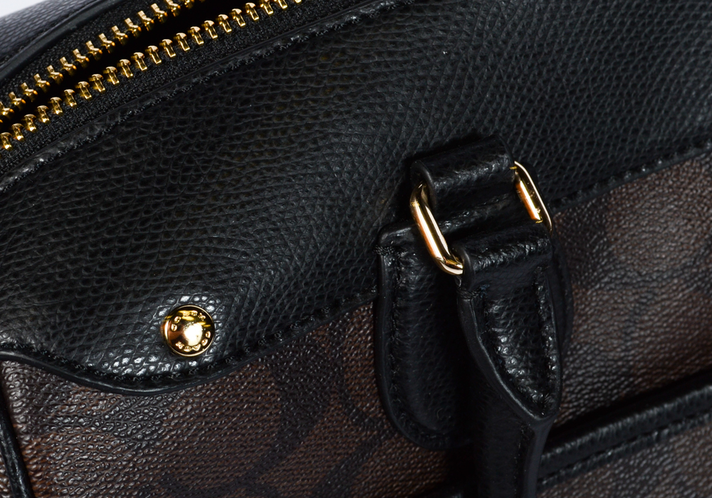 Coach Signature Black and Brown Leather Bennett Satchel