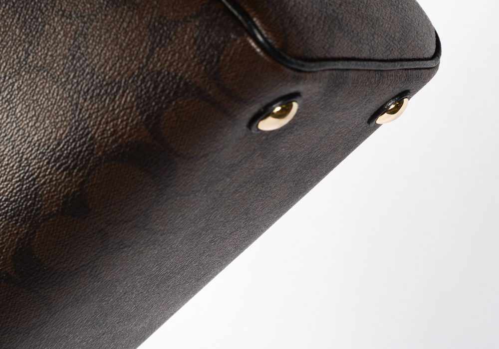 Coach Signature Black and Brown Leather Bennett Satchel