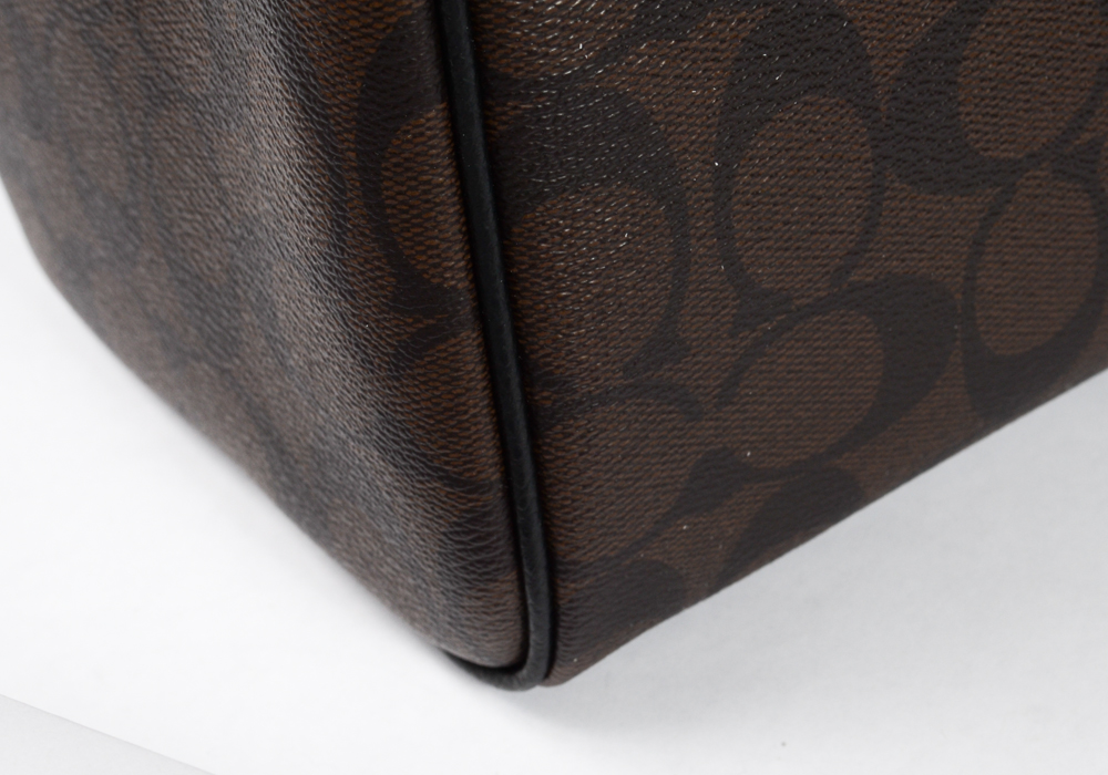 Coach Signature Black and Brown Leather Bennett Satchel