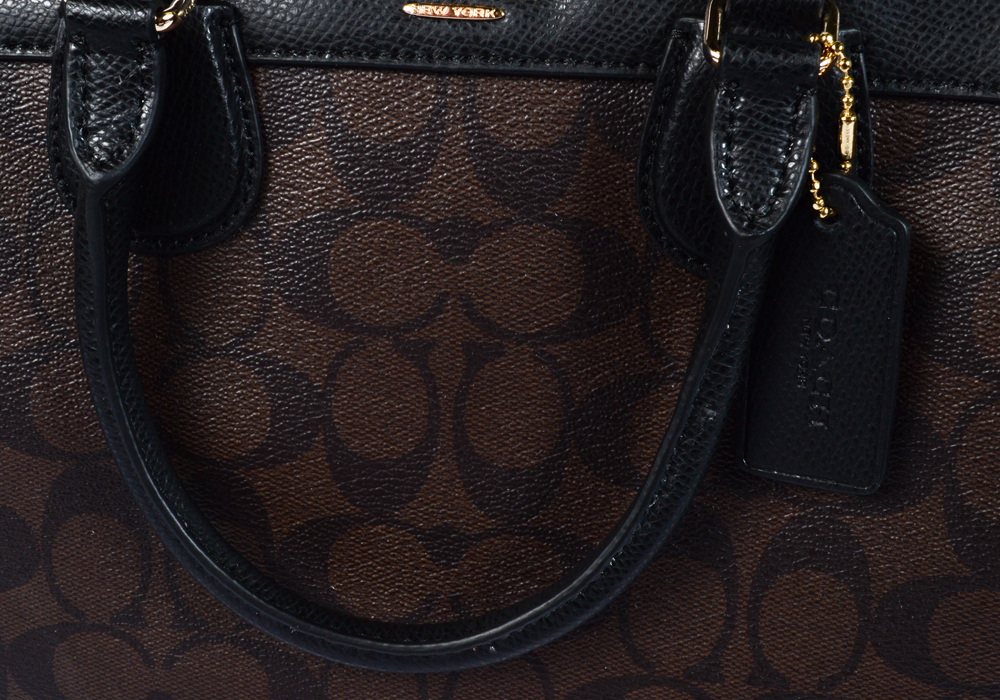 Coach Signature Black and Brown Leather Bennett Satchel