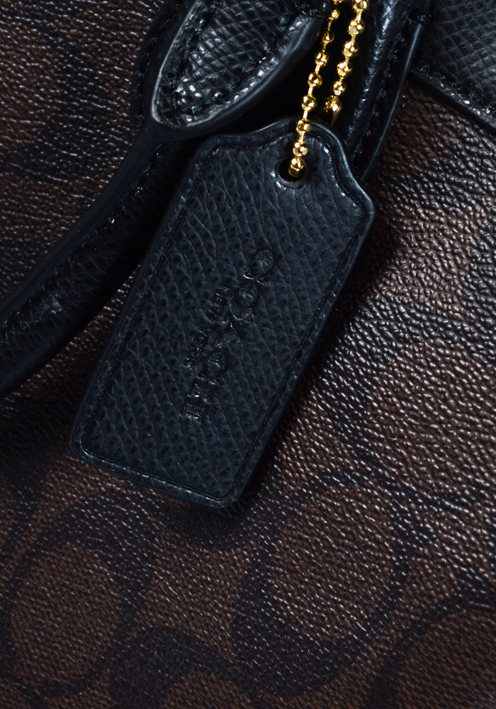 Coach Signature Black and Brown Leather Bennett Satchel