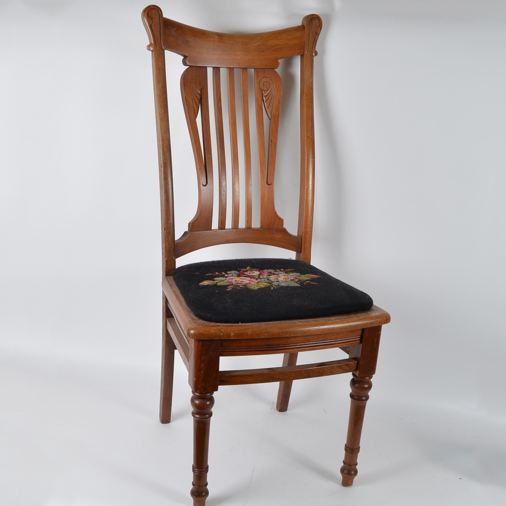 Walnut and Needlepoint Accent Chair