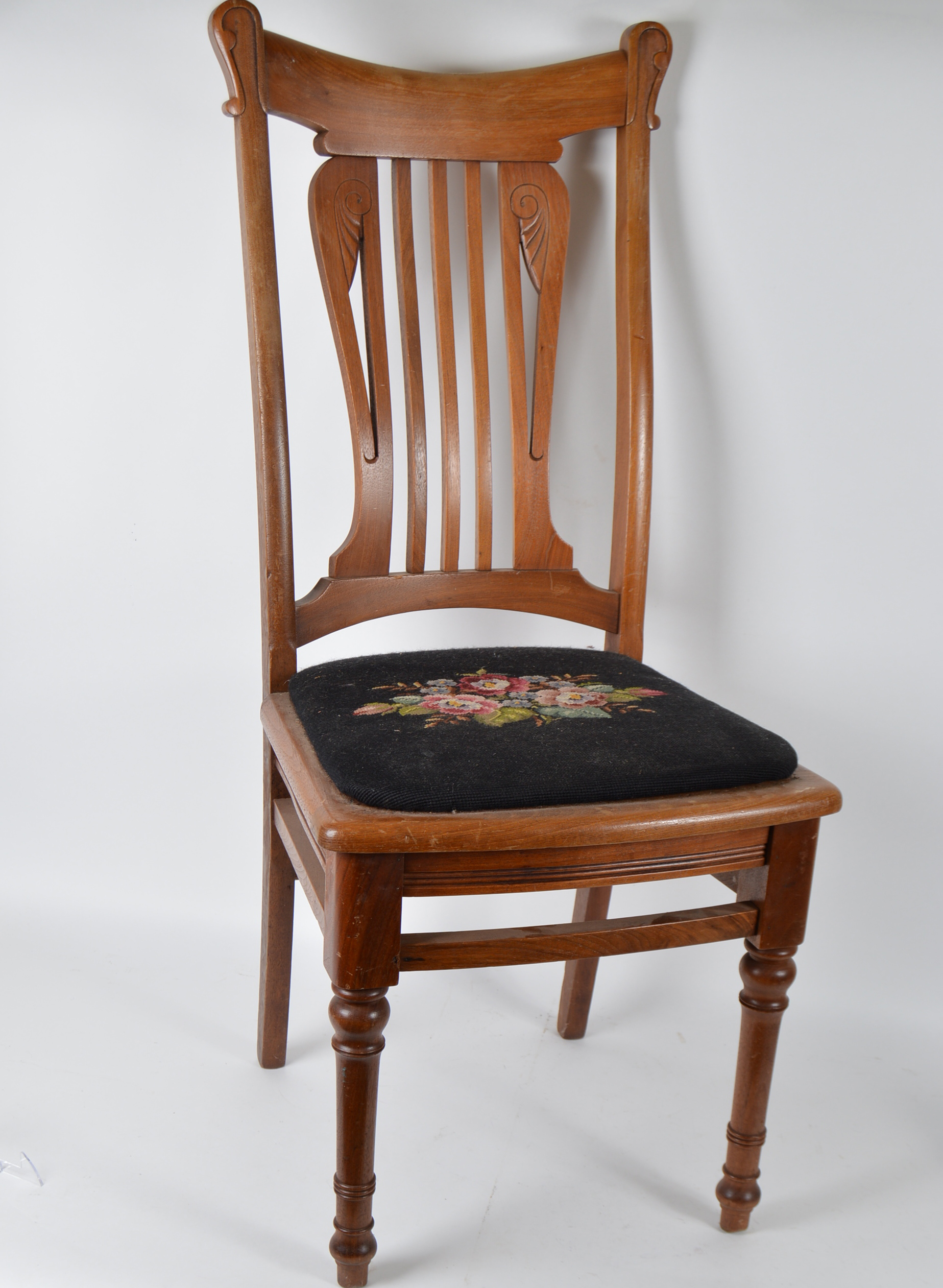 Walnut and Needlepoint Accent Chair