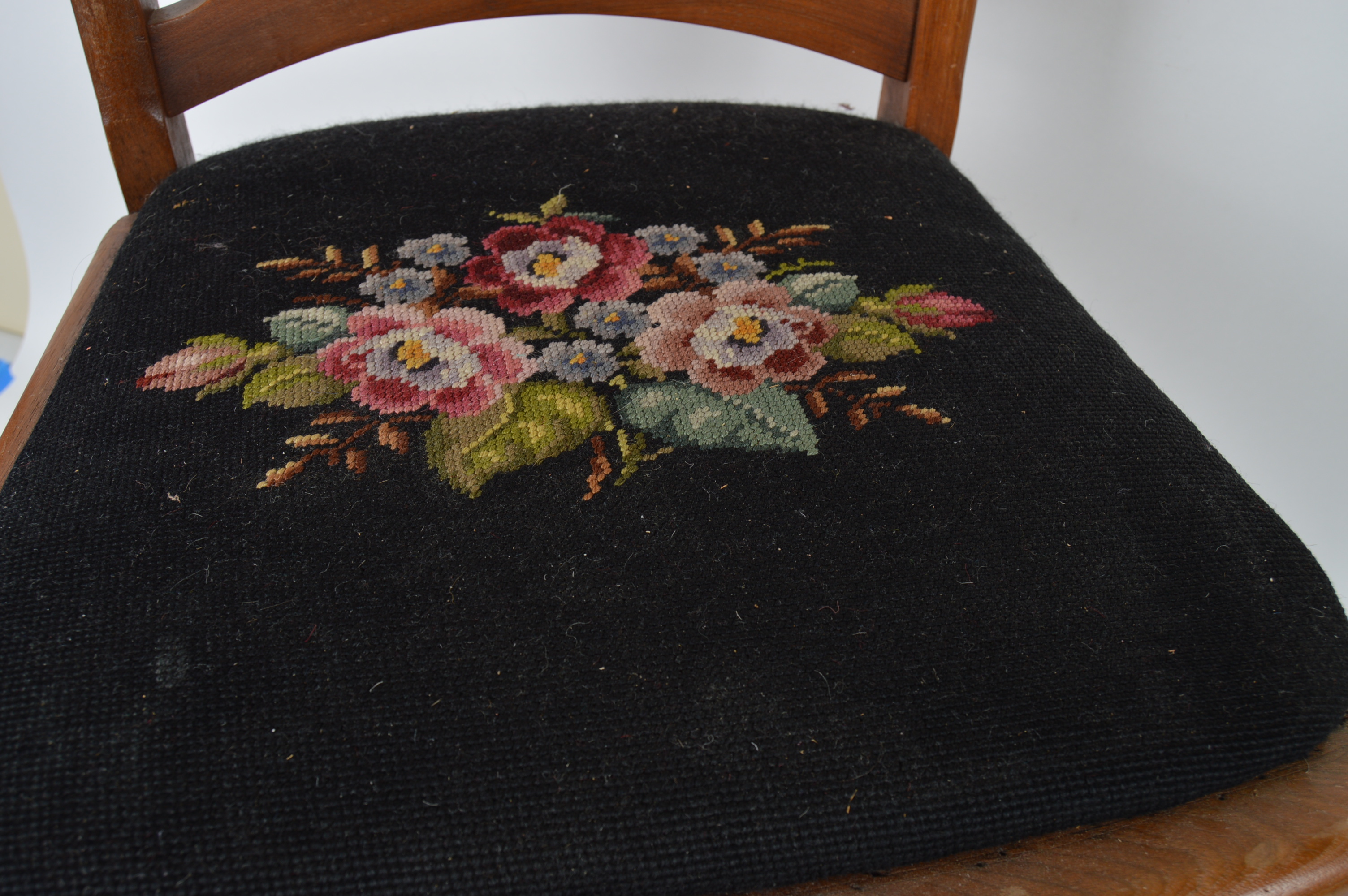 Walnut and Needlepoint Accent Chair