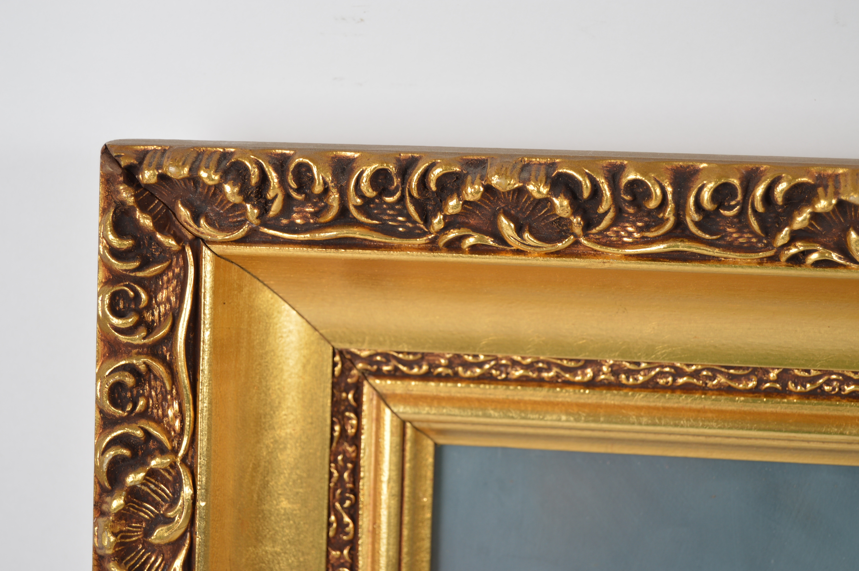 Vintage Gilt Framed Paintings and Oval Wall Mirror