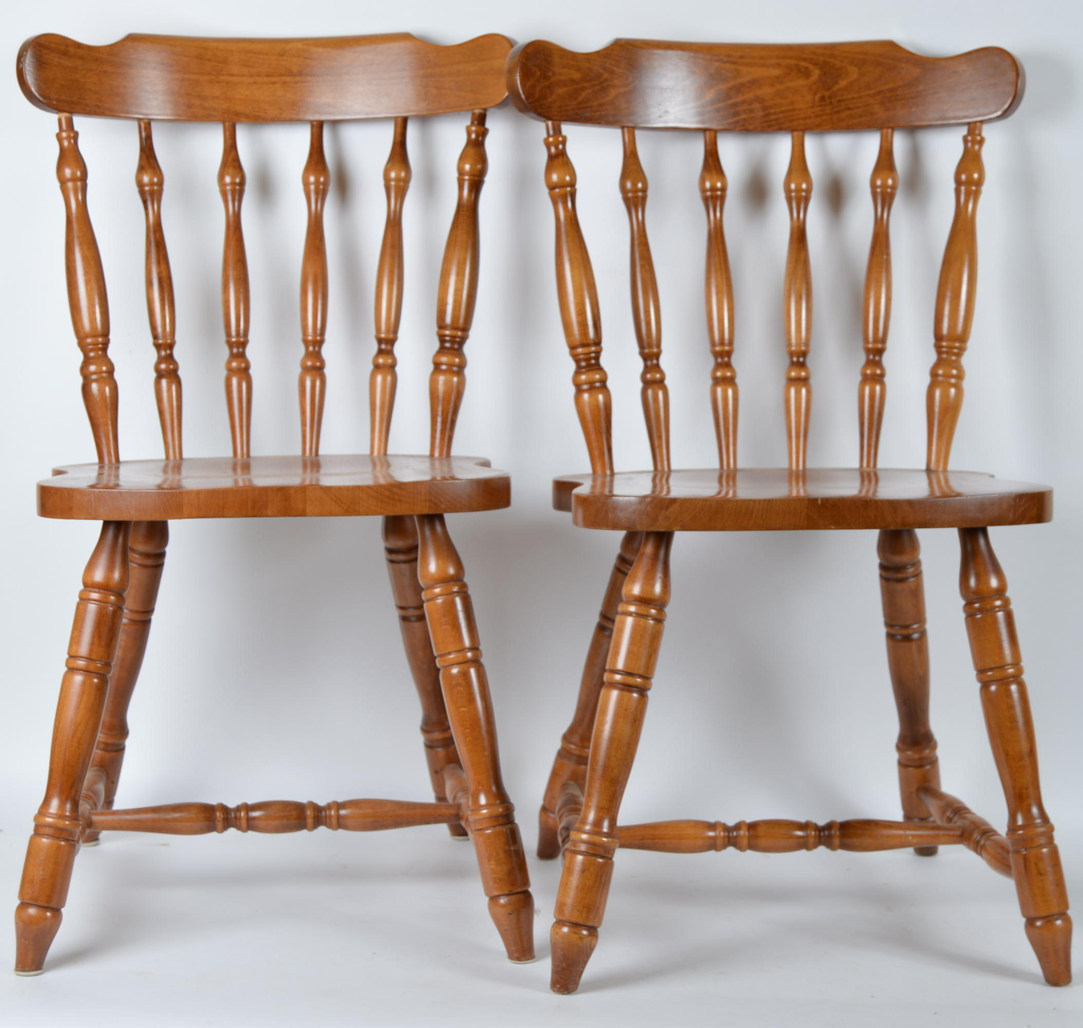Pair of Wooden Spindle Back Dining Chairs