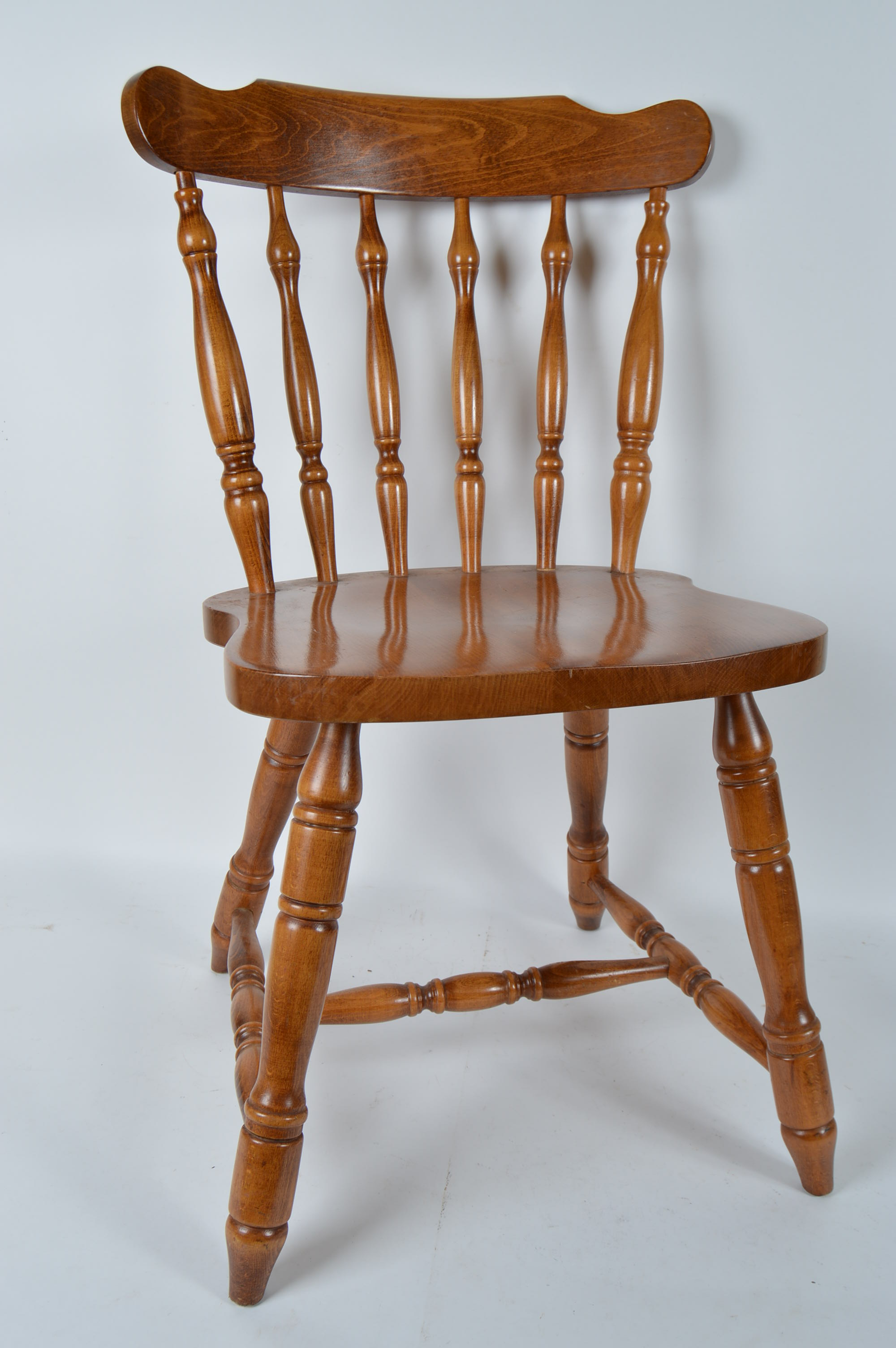 Pair of Wooden Spindle Back Dining Chairs