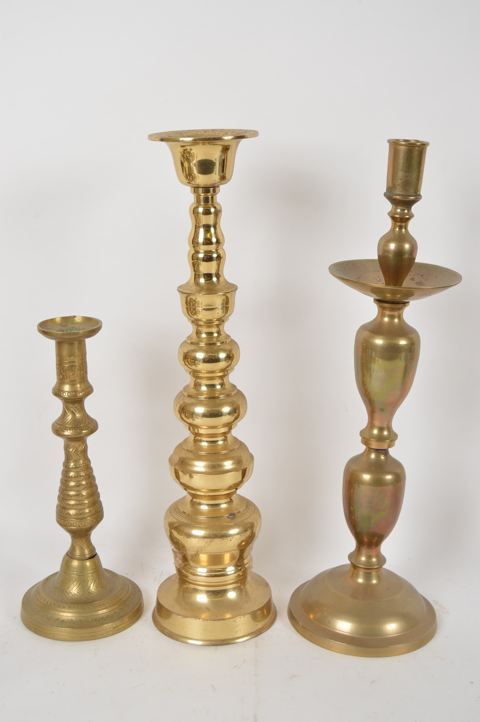 Assortment of Brass Candlesticks and Decor