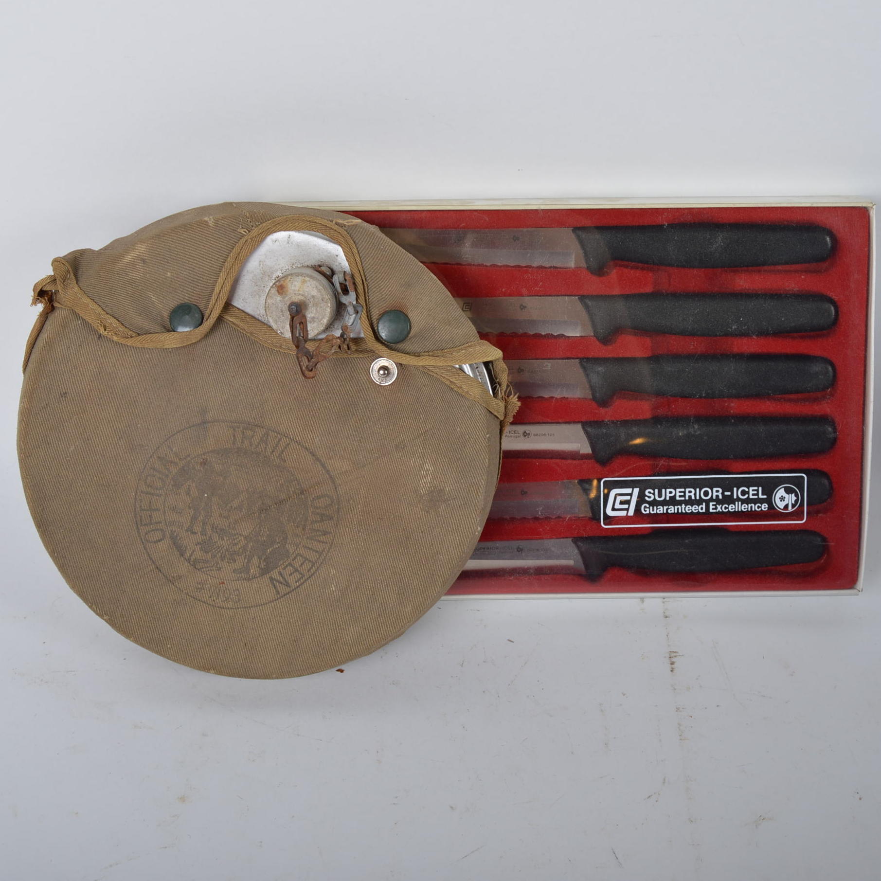 Icel Knife Set and Boy Scouts Vintage Canteen